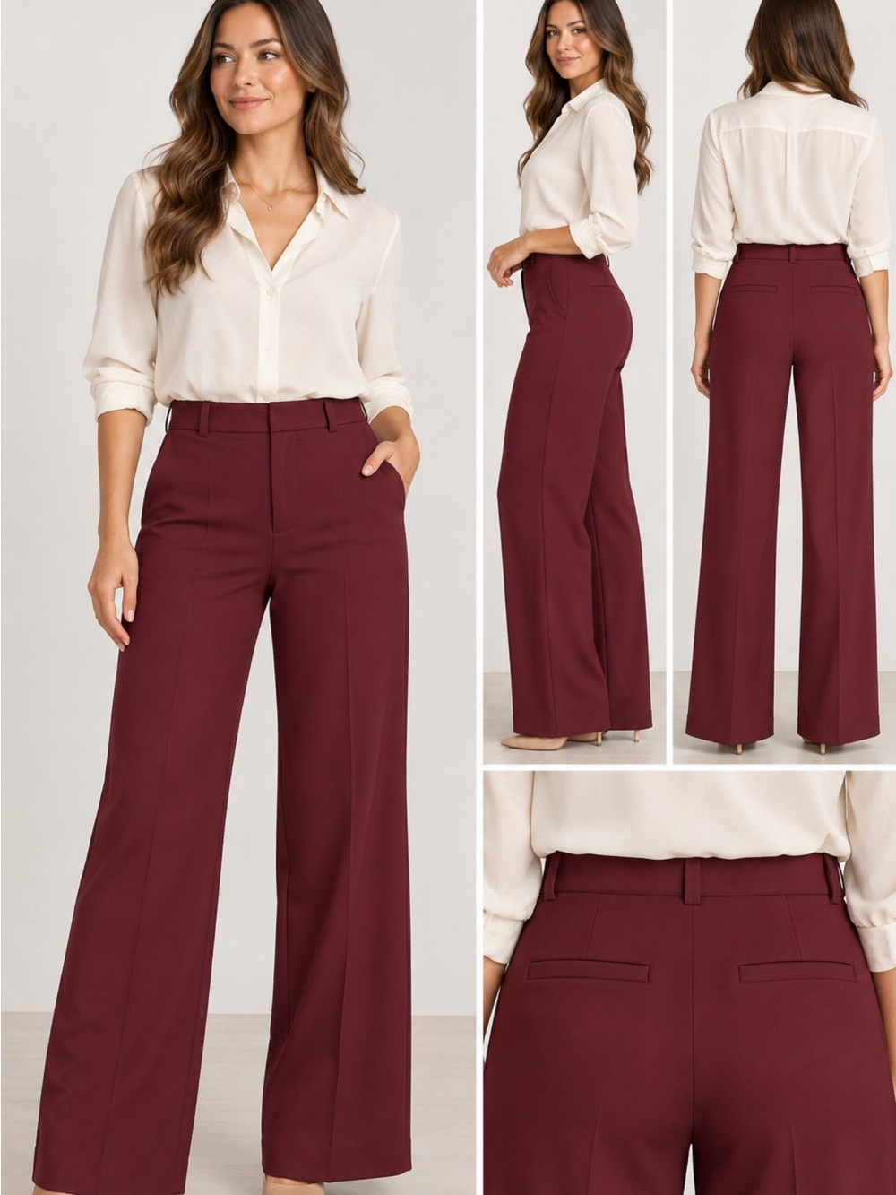 Theory Marino wool Burgundy flare Dress Pants size 4 office, career quite luxury